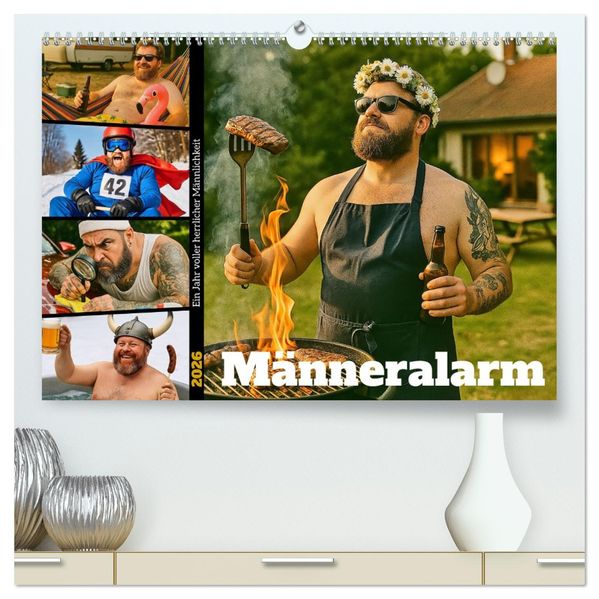 Männeralarm - Ein Jahr voller herrlicher Männlichkeit (hochwertiger Premium Wandkalender 2026 DIN A2 quer) Kunstdruck in Hochglanz