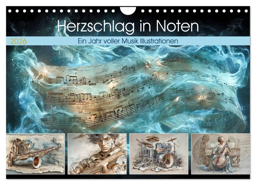 Herzschlag in Noten (Wandkalender 2026 DIN A4 quer) CALVENDO Monatskalender