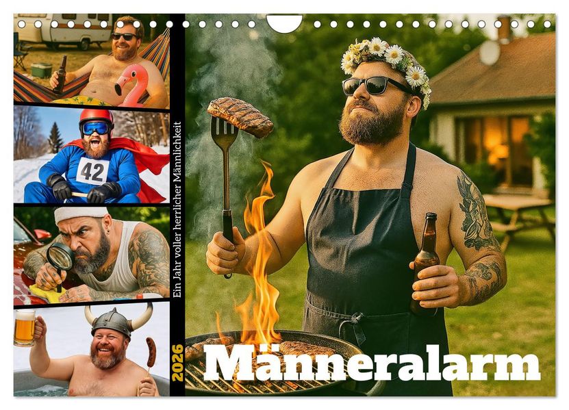 Männeralarm - Ein Jahr voller herrlicher Männlichkeit (Wandkalender 2026 DIN A4 quer) CALVENDO Monatskalender