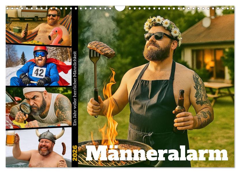 Männeralarm - Ein Jahr voller herrlicher Männlichkeit (Wandkalender 2026 DIN A3 quer) CALVENDO Monatskalender