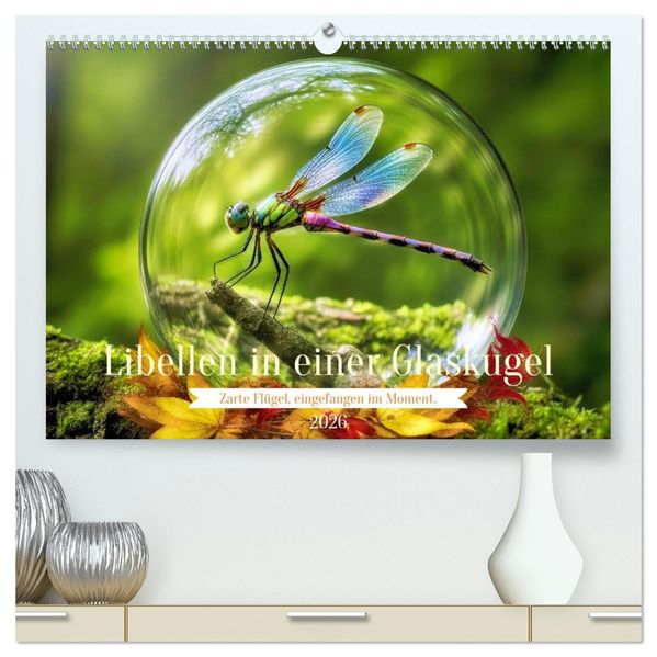 Libellen in einer Glaskugel (hochwertiger Premium Wandkalender 2026 DIN A2 quer) Kunstdruck in Hochglanz