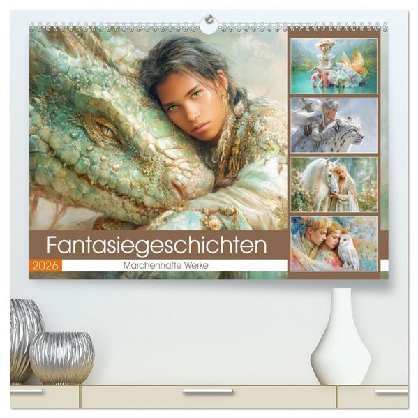 Fantasiegeschichten - Märchenhafte Werke (hochwertiger Premium Wandkalender 2026 DIN A2 quer) Kunstdruck in Hochglanz