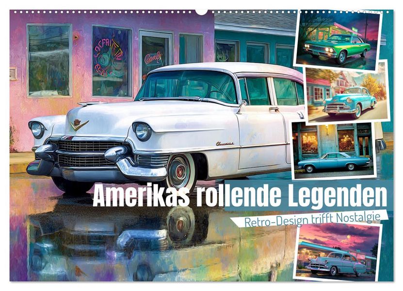 Amerikas rollende Legenden - Retro-Design trifft Nostalgie (Wandkalender 2026 DIN A2 quer) CALVENDO Monatskalender