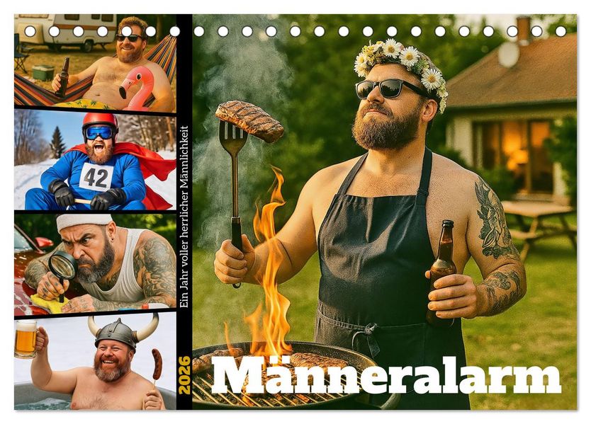 Männeralarm - Ein Jahr voller herrlicher Männlichkeit (Tischkalender 2026 DIN A5 quer) CALVENDO Monatskalender