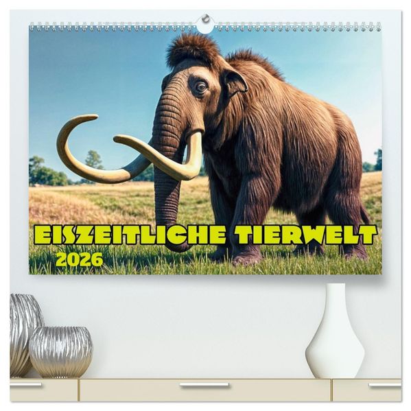 Eiszeitliche Tierwelt (hochwertiger Premium Wandkalender 2026 DIN A2 quer) Kunstdruck in Hochglanz