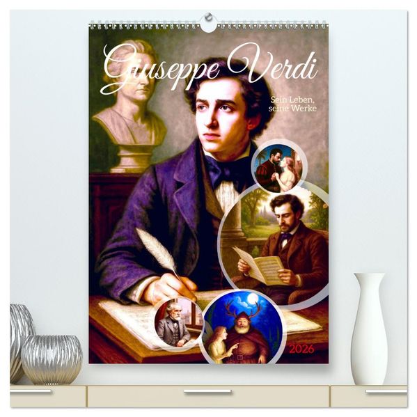 Giuseppe Verdi (hochwertiger Premium Wandkalender 2026 DIN A2 hoch) Kunstdruck in Hochglanz