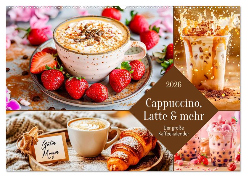 Cappuccino Latte und mehr - Der große Kaffeekalender (Wandkalender 2026 DIN A2 quer) CALVENDO Monatskalender