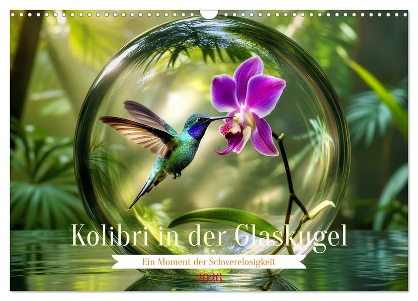 Kolibri in der Glaskugel (Wandkalender 2026 DIN A3 quer) CALVENDO Monatskalender