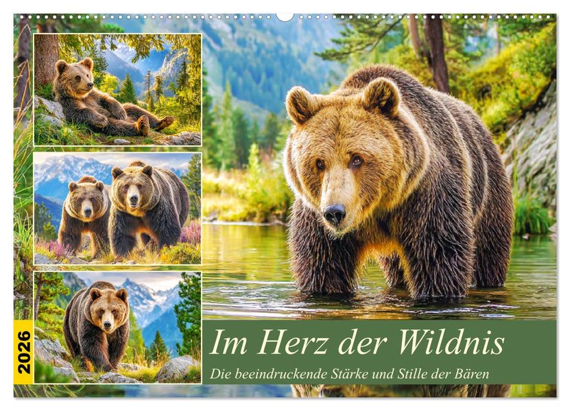 Im Herz der Wildnis. Die beeindruckende Stärke und Stille der Bären (Wandkalender 2026 DIN A2 quer) CALVENDO Monatskalender