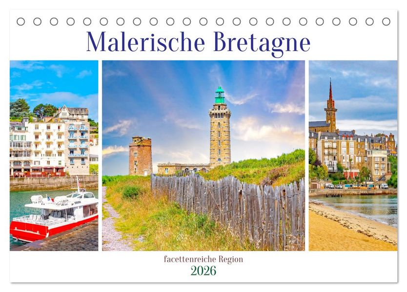 Malerische Bretagne - facettenreiche Region (Tischkalender 2026 DIN A5 quer) CALVENDO Monatskalender