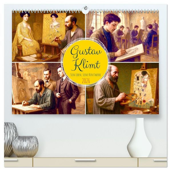 Gustav Klimt. Sein Leben seine Kunstwerke (hochwertiger Premium Wandkalender 2026 DIN A2 quer) Kunstdruck in Hochglanz