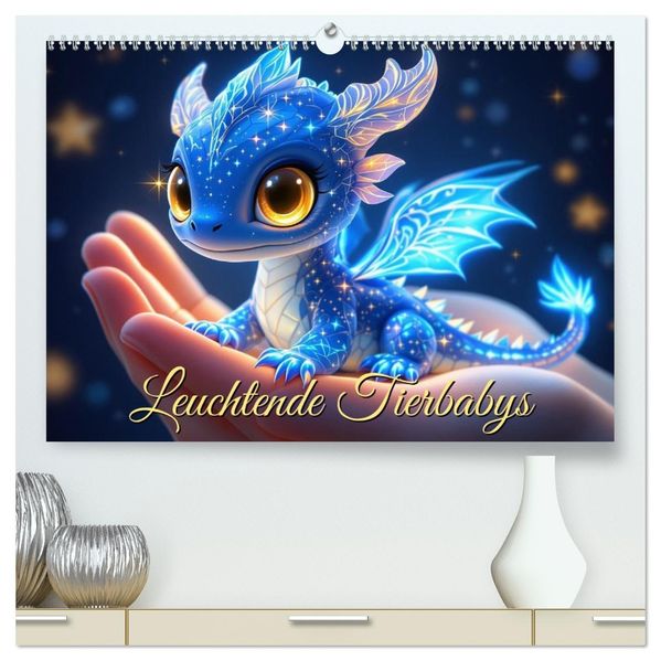 Leuchtende Tierbabys (hochwertiger Premium Wandkalender 2026 DIN A2 quer) Kunstdruck in Hochglanz