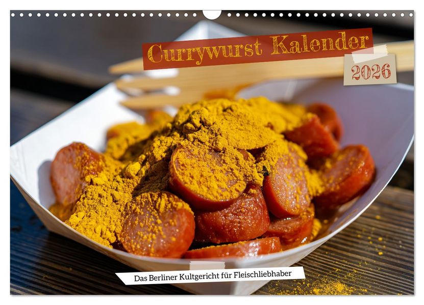 Currywurst Kalender - Das Berliner Kultgericht für Fleischliebhaber (Wandkalender 2026 DIN A3 quer) CALVENDO Monatskalender
