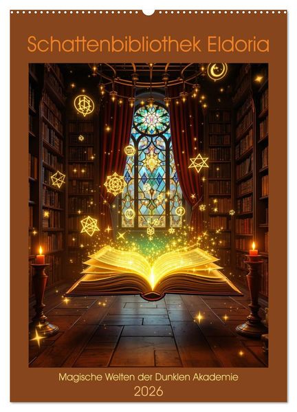 Schattenbibliothek Eldoria (Wandkalender 2026 DIN A2 hoch) CALVENDO Monatskalender