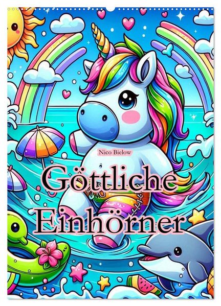 Göttliche Einhörner (Wandkalender 2026 DIN A2 hoch) CALVENDO Monatskalender