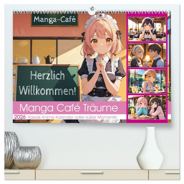 Manga Café Träume - Kawaii Anime-Kalender voller süßer Momente (hochwertiger Premium Wandkalender 2026 DIN A2 quer) Kunstdruck in Hochglanz