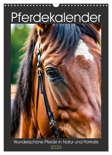 Pferdekalender - Wunderschöne Pferde in Natur und Portraits (Wandkalender 2026 DIN A3 hoch) CALVENDO Monatskalender