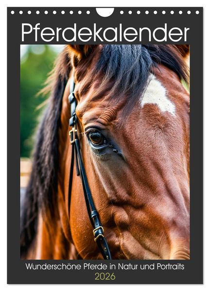 Pferdekalender - Wunderschöne Pferde in Natur und Portraits (Wandkalender 2026 DIN A4 hoch) CALVENDO Monatskalender