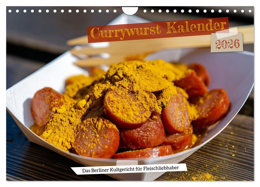 Currywurst Kalender - Das Berliner Kultgericht für Fleischliebhaber (Wandkalender 2026 DIN A4 quer) CALVENDO Monatskalender