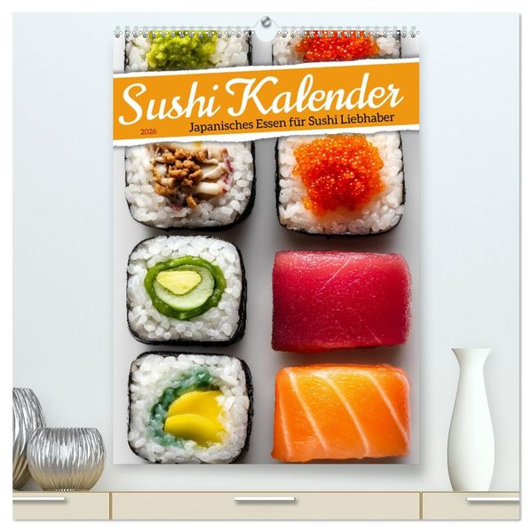 Sushi Kalender - Japanisches Essen für Sushi Liebhaber (hochwertiger Premium Wandkalender 2026 DIN A2 hoch) Kunstdruck in Hochglanz