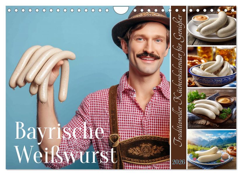 Bayrische Weißwurst - Traditioneller Küchenkalender für Genießer (Wandkalender 2026 DIN A4 quer) CALVENDO Monatskalender