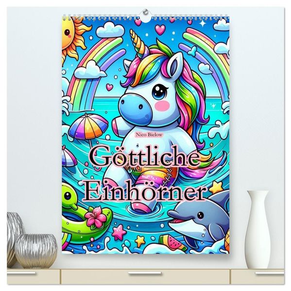 Göttliche Einhörner (hochwertiger Premium Wandkalender 2026 DIN A2 hoch) Kunstdruck in Hochglanz