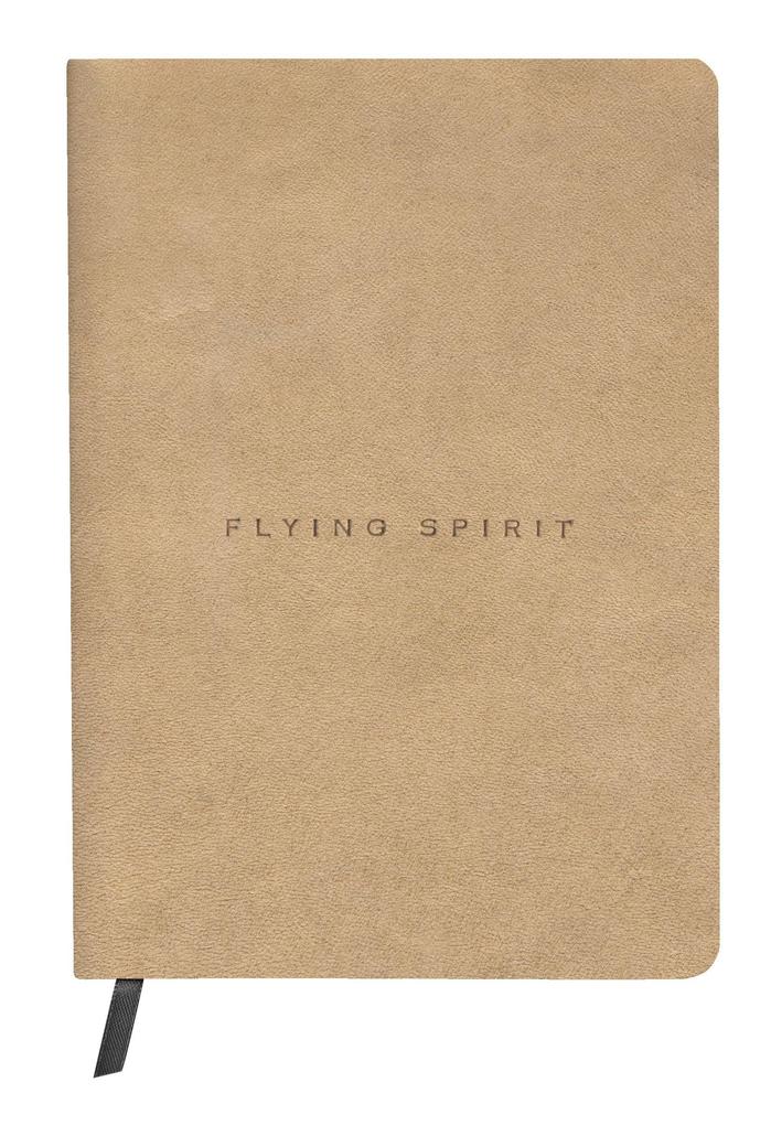 Flying Spirit Notizbuch A5 mit Fadenbindung und Vintage-Ledereinband beige 90 Blatt 90g liniert