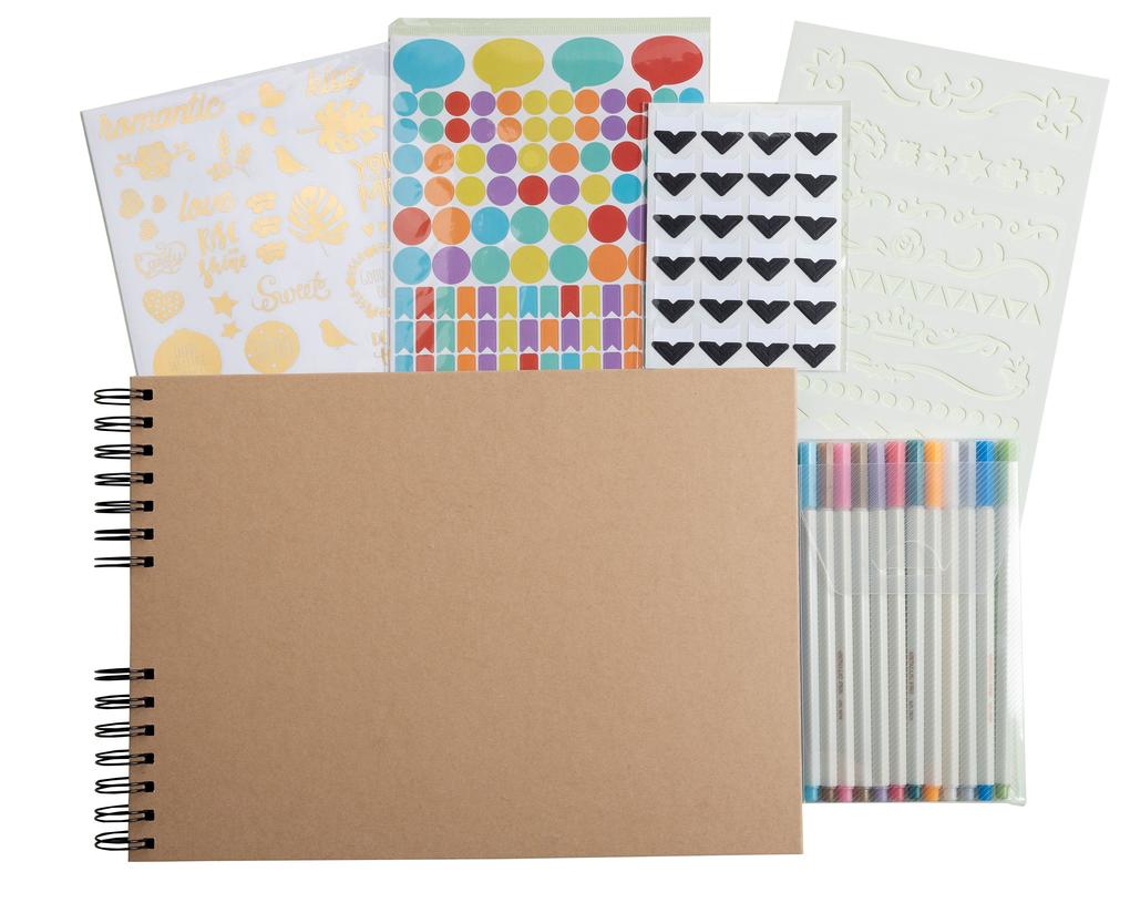 Set Scrapbooking Album 32x22cm Kraft Scrap' Addict