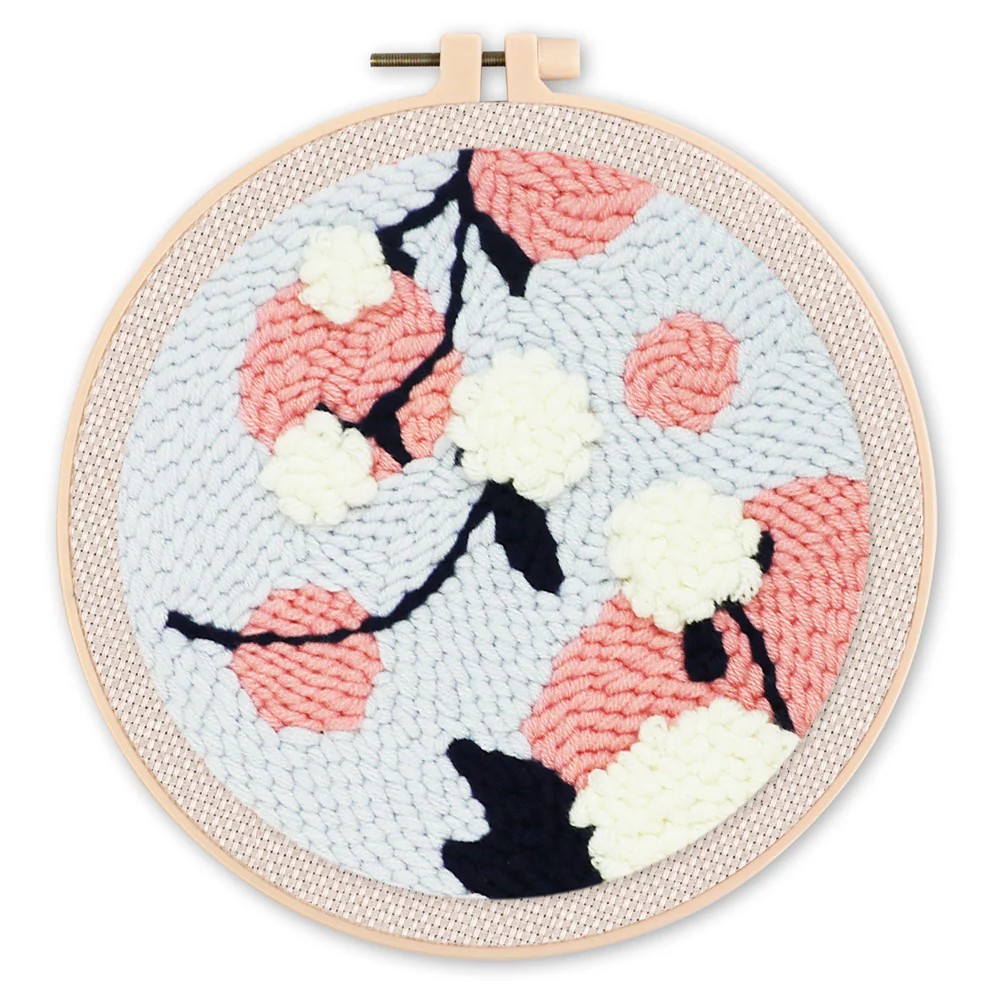 Punch Needle Figured'Art 20x20 cm Mistelzweig DIY Stickerei mit Nadel und Wolle