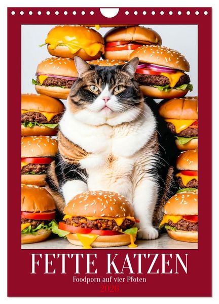 FETTE KATZEN - Foodporn auf vier Pfoten (Wandkalender 2026 DIN A4 hoch) CALVENDO Monatskalender