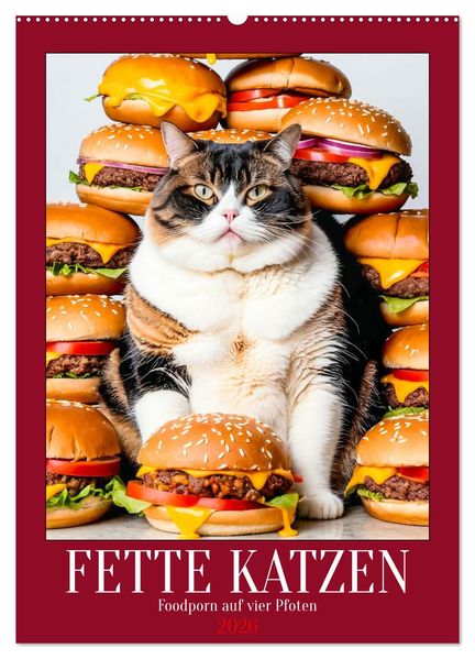 FETTE KATZEN - Foodporn auf vier Pfoten (Wandkalender 2026 DIN A2 hoch) CALVENDO Monatskalender