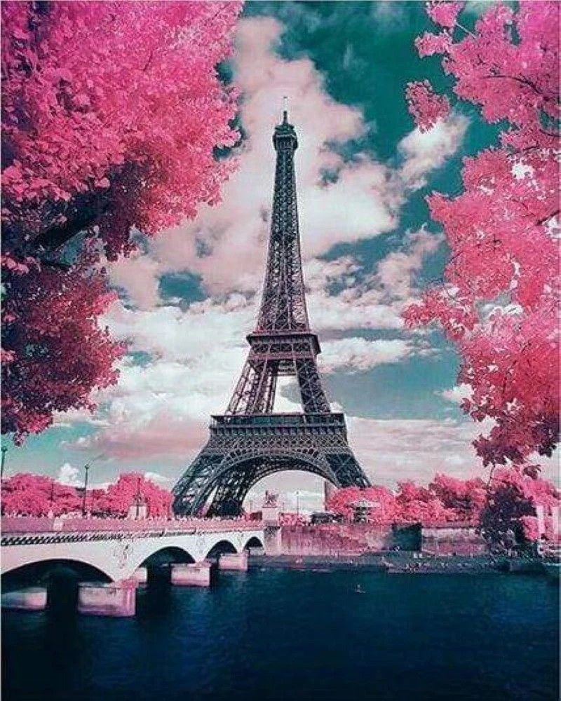 Figured'Art Kreuzstich 32x40cm Eiffelturm und Blumen