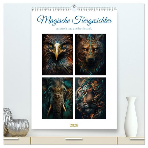 Magische Tiergesichter (hochwertiger Premium Wandkalender 2026 DIN A2 hoch) Kunstdruck in Hochglanz