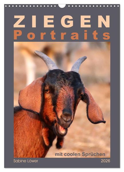 Ziegenportraits (Wandkalender 2026 DIN A3 hoch) CALVENDO Monatskalender
