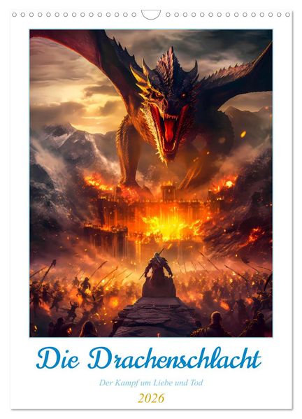 Die Drachenschlacht (Wandkalender 2026 DIN A3 hoch) CALVENDO Monatskalender