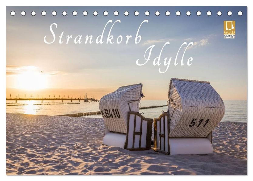Strandkorb Idylle (Tischkalender 2026 DIN A5 quer) CALVENDO Monatskalender