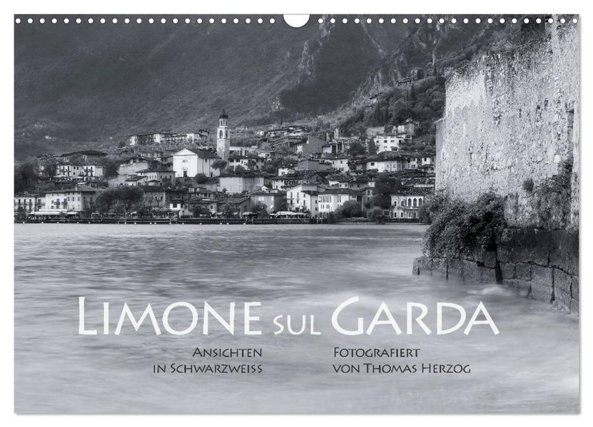 Limone sul Garda schwarzweiß (Wandkalender 2026 DIN A3 quer) CALVENDO Monatskalender
