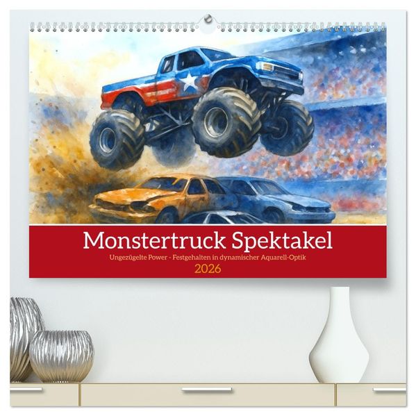 Monstertruck Spektakel (hochwertiger Premium Wandkalender 2026 DIN A2 quer) Kunstdruck in Hochglanz