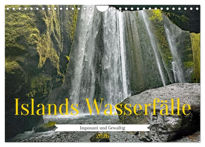 Islands Wasserfälle (Wandkalender 2026 DIN A4 quer) CALVENDO Monatskalender