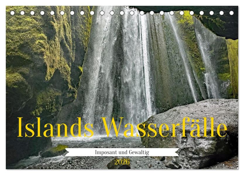 Islands Wasserfälle (Tischkalender 2026 DIN A5 quer) CALVENDO Monatskalender