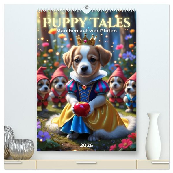 Puppy Tales - Märchen auf vier Pfoten (hochwertiger Premium Wandkalender 2026 DIN A2 hoch) Kunstdruck in Hochglanz