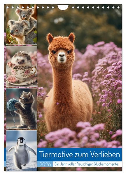 Tiermotive zum Verlieben (Wandkalender 2026 DIN A4 hoch) CALVENDO Monatskalender