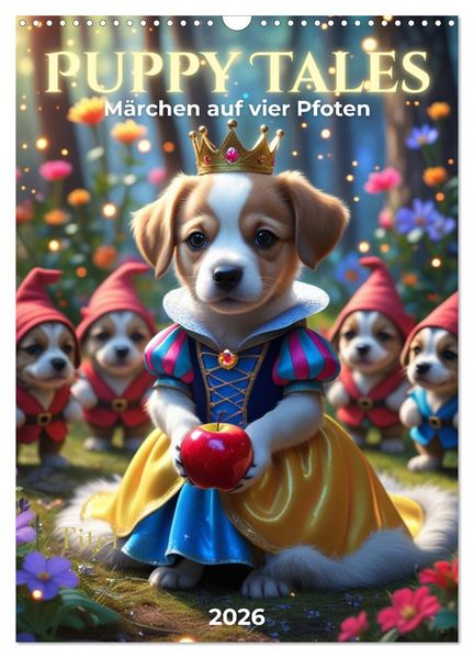 Puppy Tales - Märchen auf vier Pfoten (Wandkalender 2026 DIN A3 hoch) CALVENDO Monatskalender