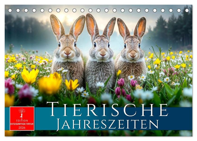 Tierische Jahreszeiten (Tischkalender 2026 DIN A5 quer) CALVENDO Monatskalender