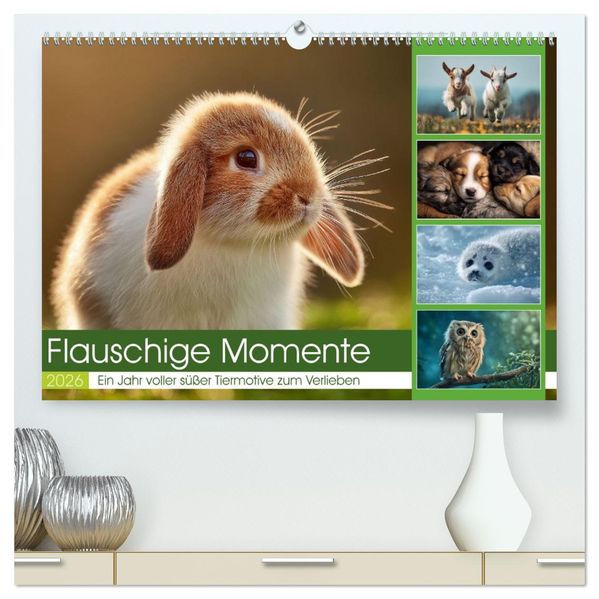 Flauschige Momente (hochwertiger Premium Wandkalender 2026 DIN A2 quer) Kunstdruck in Hochglanz