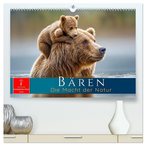 Bären - Die Macht der Natur (hochwertiger Premium Wandkalender 2026 DIN A2 quer) Kunstdruck in Hochglanz