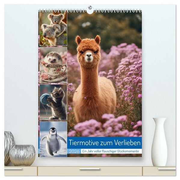 Tiermotive zum Verlieben (hochwertiger Premium Wandkalender 2026 DIN A2 hoch) Kunstdruck in Hochglanz