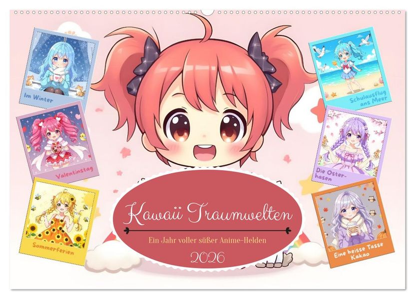 Kawaii Traumwelten (Wandkalender 2026 DIN A2 quer) CALVENDO Monatskalender