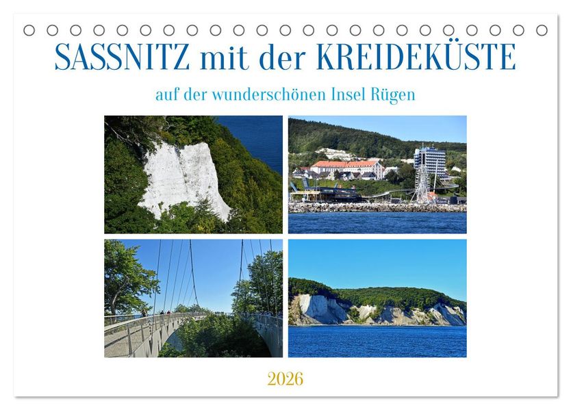 Sassnitz mit der Kreideküste (Tischkalender 2026 DIN A5 quer) CALVENDO Monatskalender