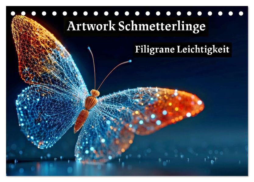 Artwork Schmetterlinge - Filigrane Leichtigkeit (Tischkalender 2026 DIN A5 quer) CALVENDO Monatskalender